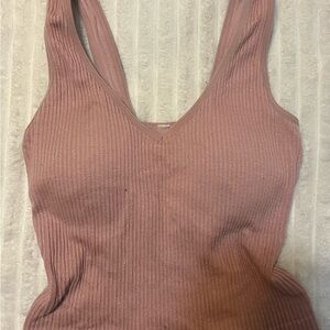 Altar'd State Pink Ribbed Sleeveless Tank Top